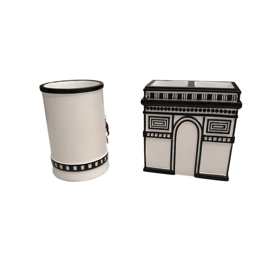 Paris Red Rose Make Brush Holders Bathroom Holders 2 Piece Set