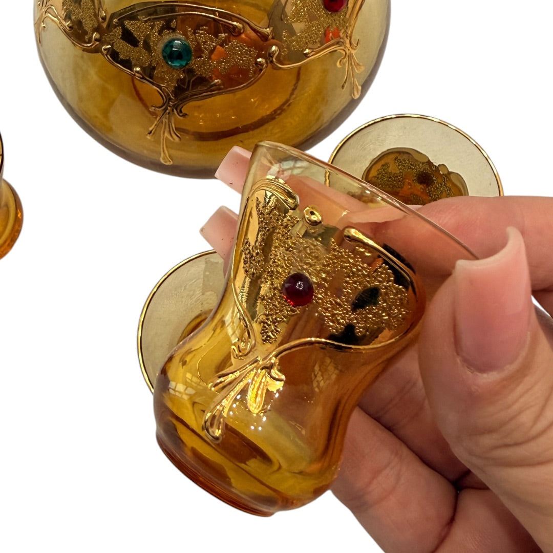Gold Glass Set Made in Italy 5 Piece