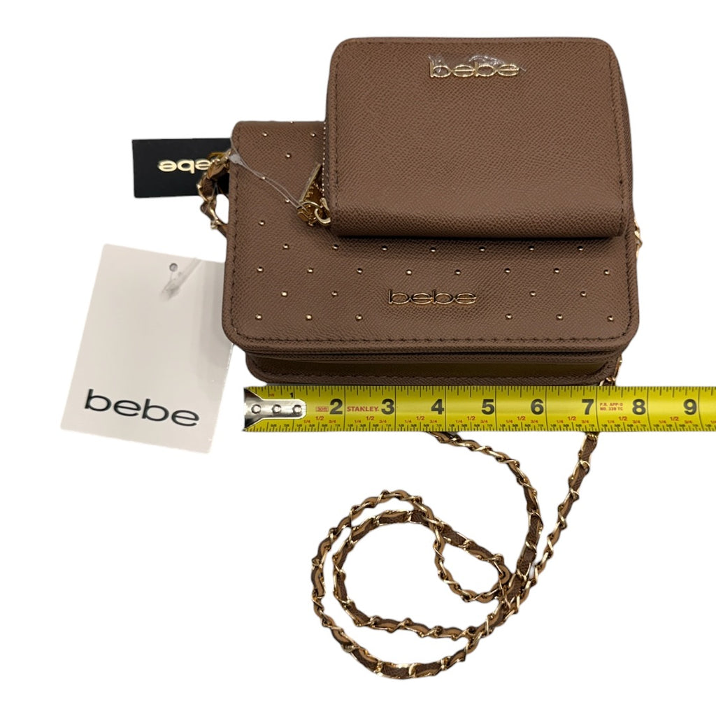 Brown & Gold Bebe Beaded Crossbody Handbag with Wallet