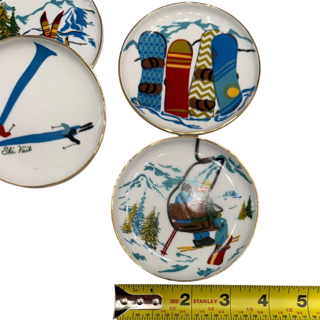 Ceramic Snow Ski Coasters Set of 4