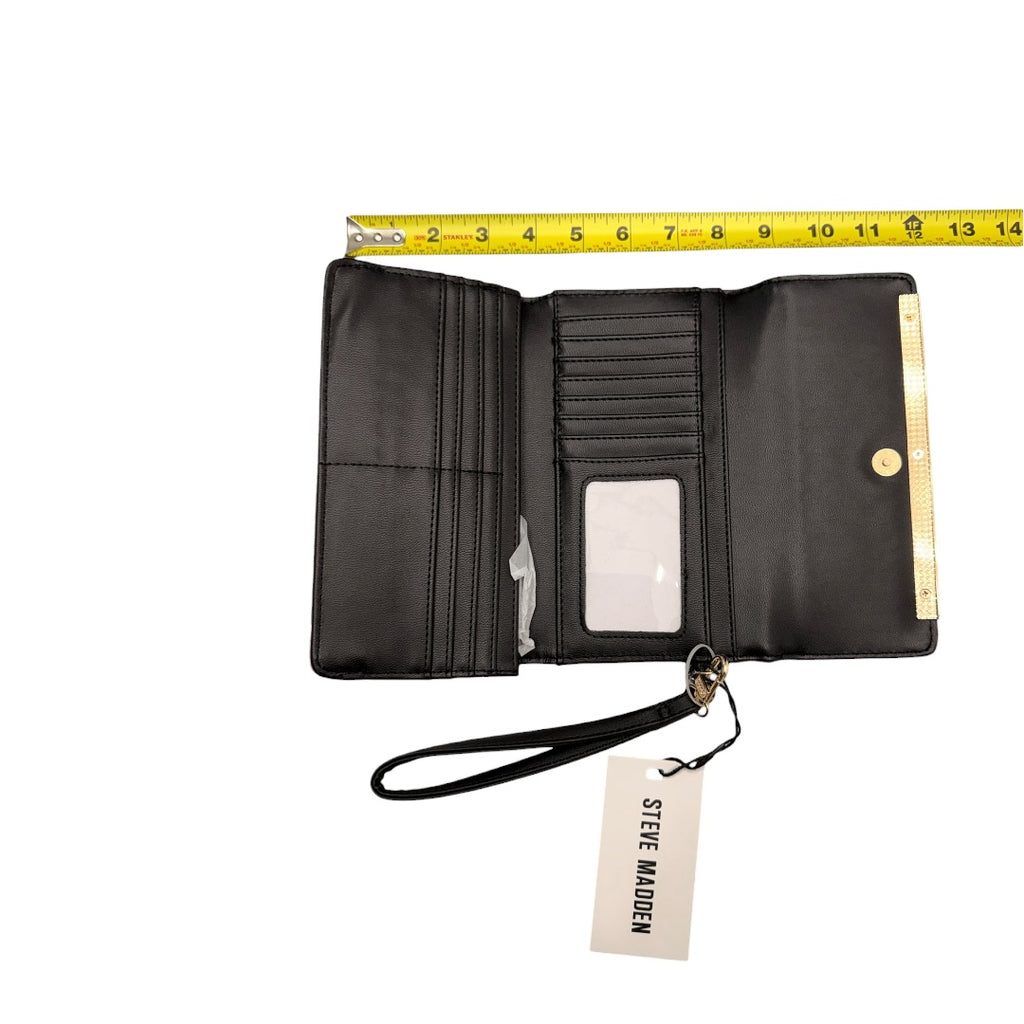 Steve Madden Flower Wallet Black & Gold