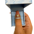 Tri Colors Heart Rings 3 Piece Set Size 8