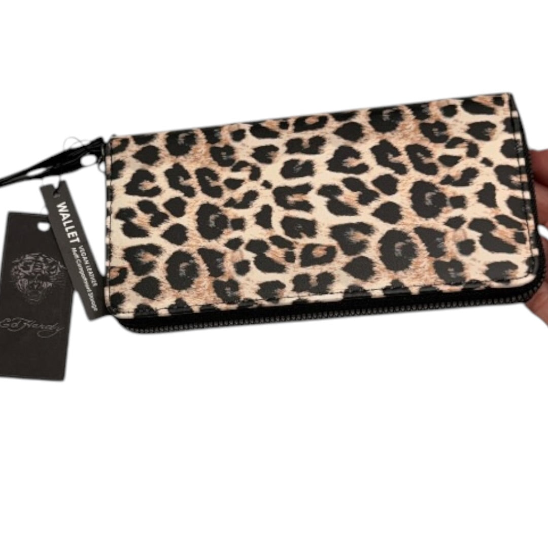 Ed Hardy Black Animal Print Enteral Love Wallet