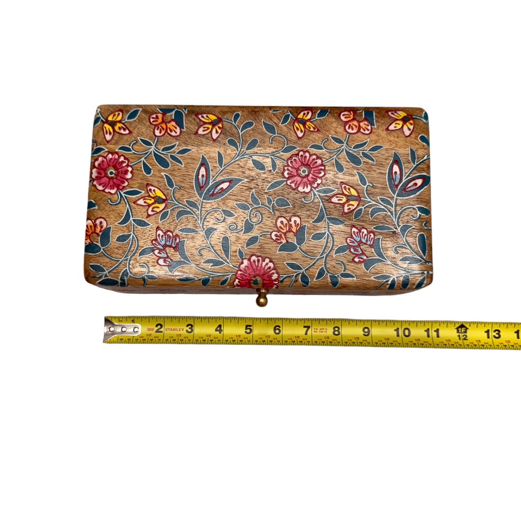Wooden Flowers Keepsake Box Jewelry Box Handmade in India