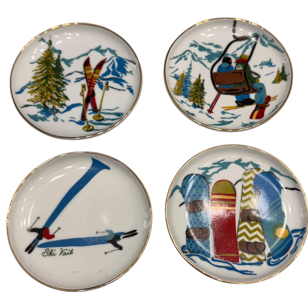 Ceramic Snow Ski Coasters Set of 4