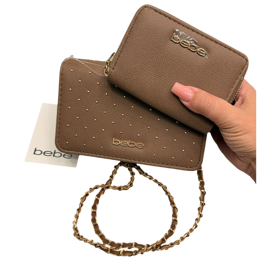 Brown & Gold Bebe Beaded Crossbody Handbag with Wallet