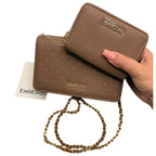 Brown & Gold Bebe Beaded Crossbody Handbag with Wallet