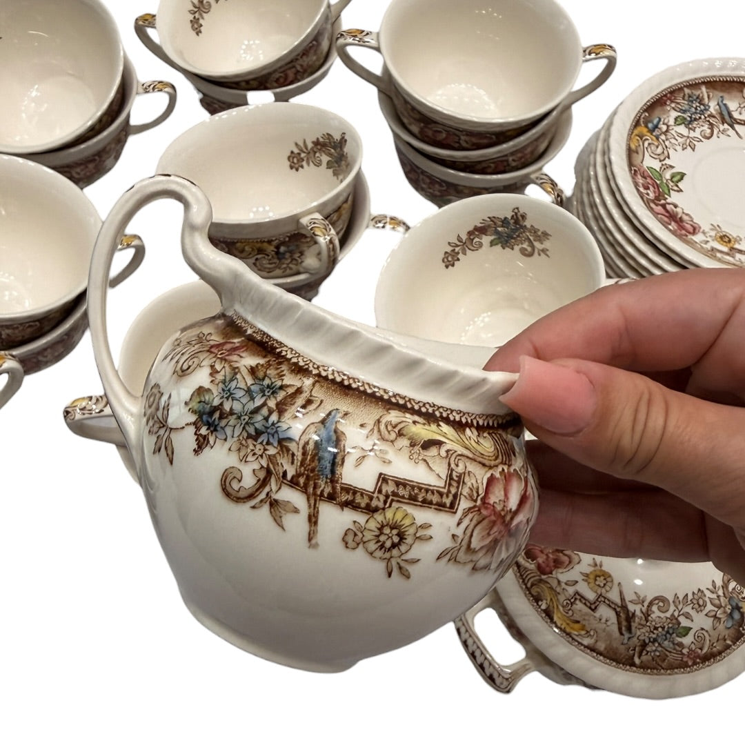 Antique Tea China Set Devonshire Johnson Bros Made in England 32pcs