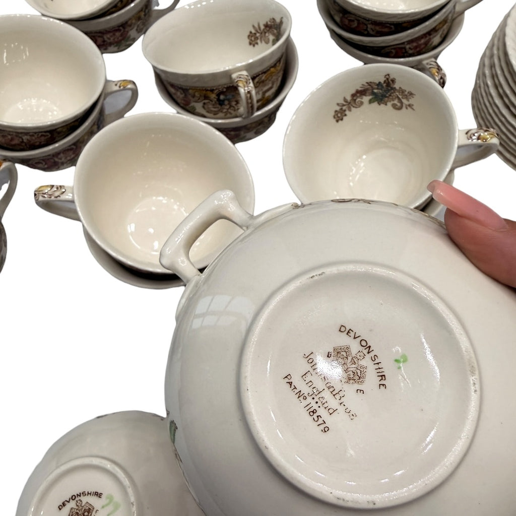 Antique Tea China Set Devonshire Johnson Bros Made in England 32pcs