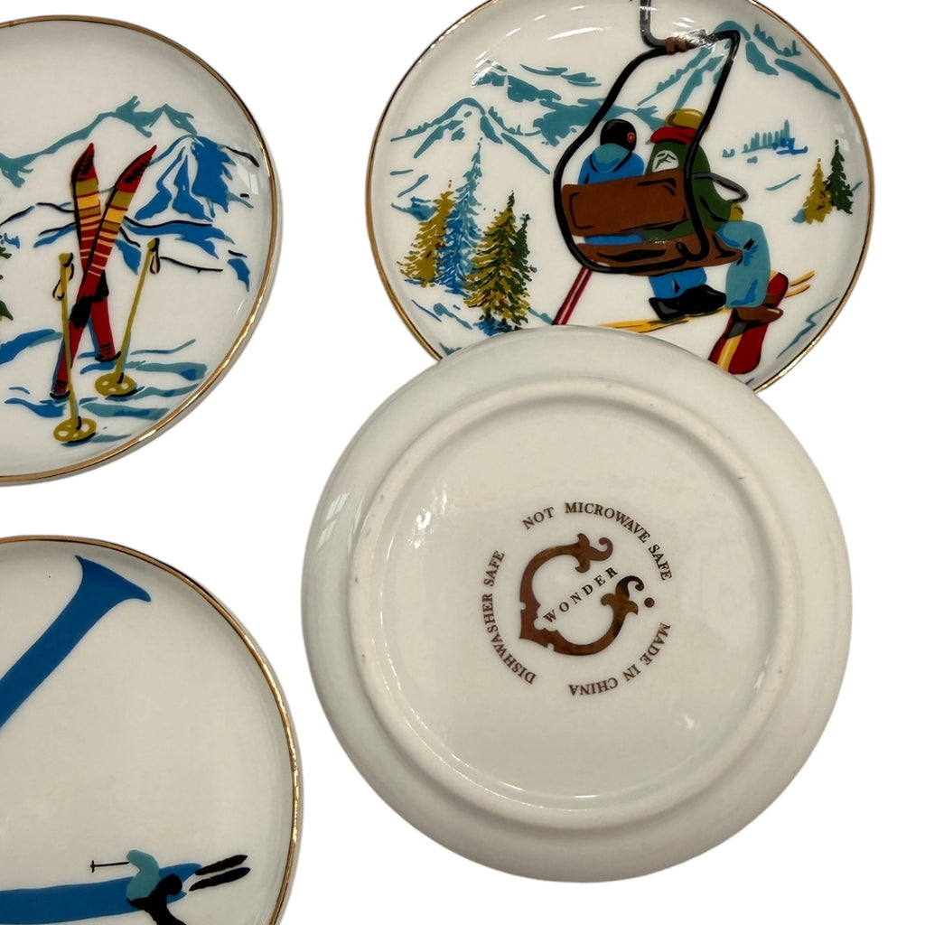 Ceramic Snow Ski Coasters Set of 4