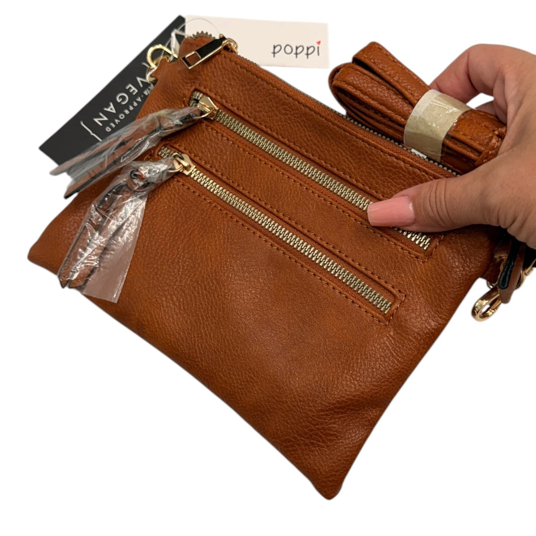 Soft Brown Zipper Crossbody Handbag