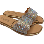 Gold & Silver Sparkle Gem Sandals Size 8