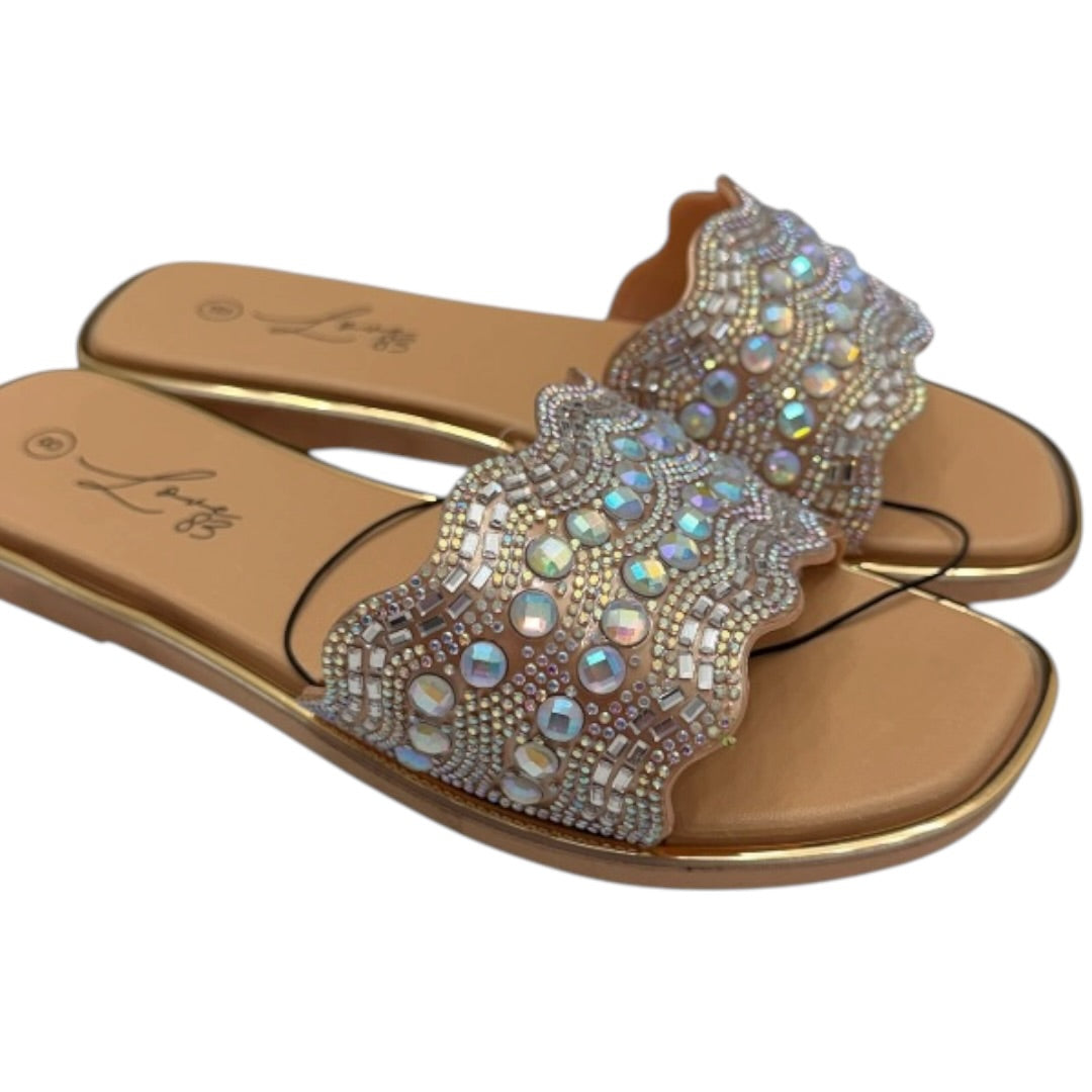 Gold & Silver Sparkle Gem Sandals Size 8